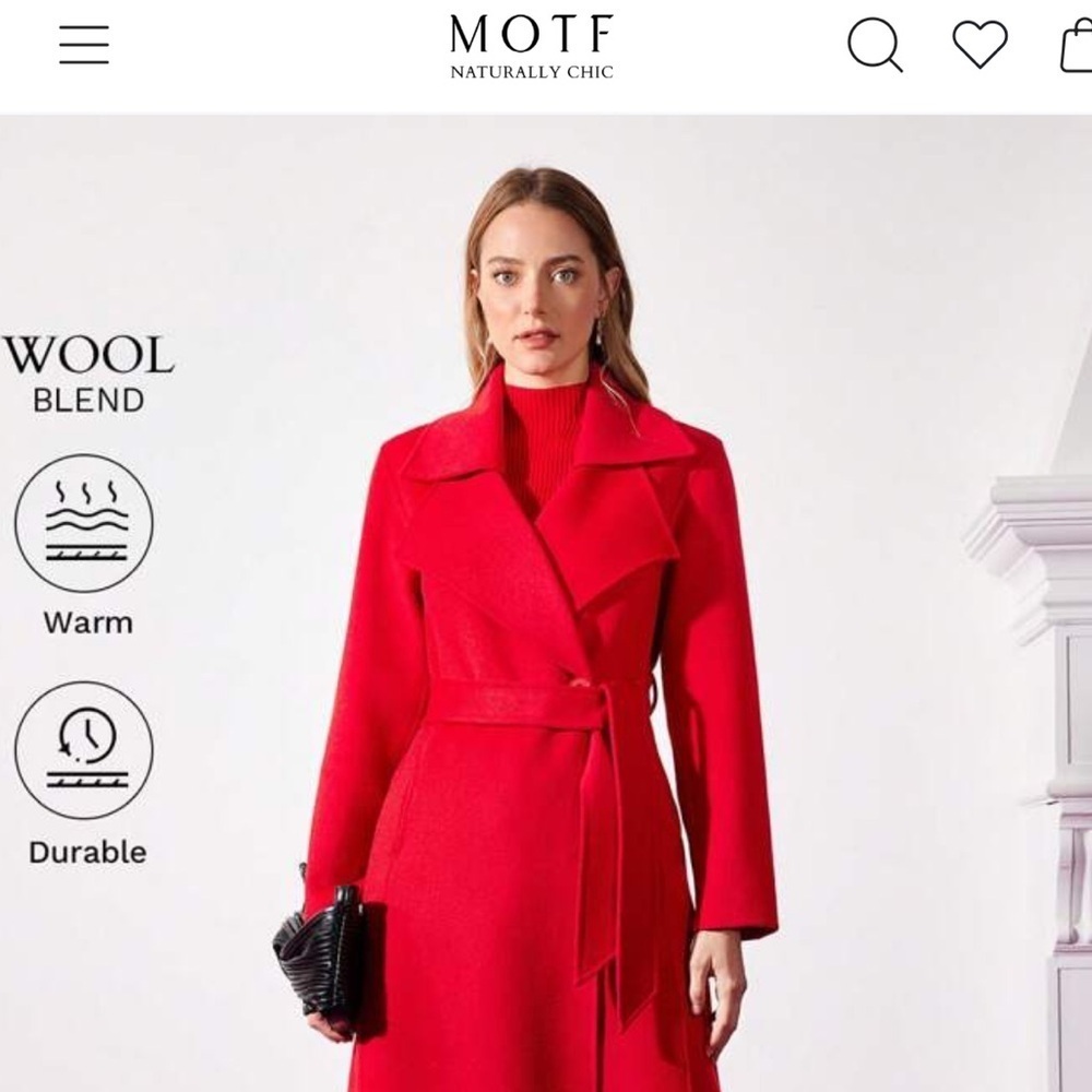 MOTF Vibrant Red Trench Coat - Elevated Workwear - sophisticated- Size S